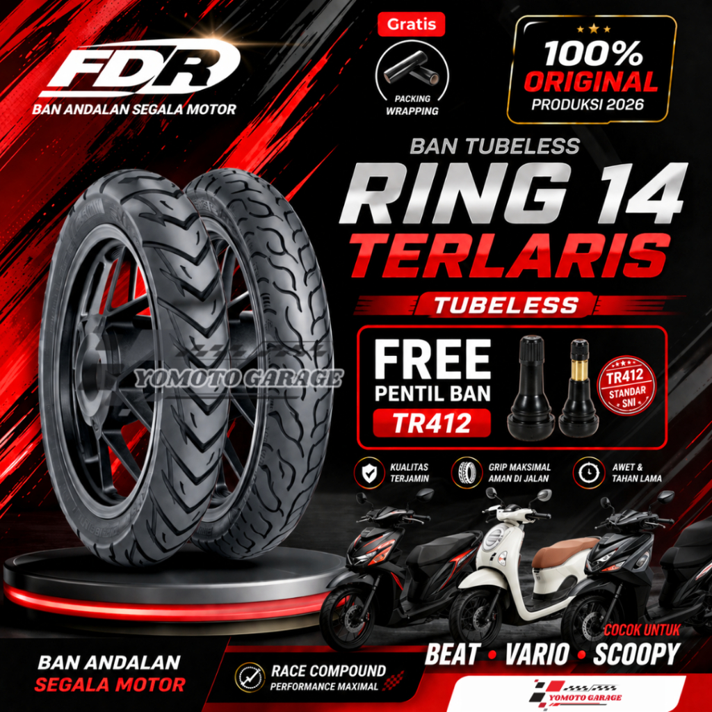 Ban Tubeless Ring 14 Terlaris | Beat Vario Scoopy | FDR Original 2026
