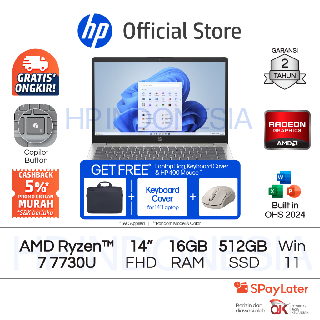 Laptop HP 14 - OmniBook 3 [NEW] - AMD Ryzen 7 Radeon 16GB RAM 512GB SSD Gold / Silver Windows 11 Hom