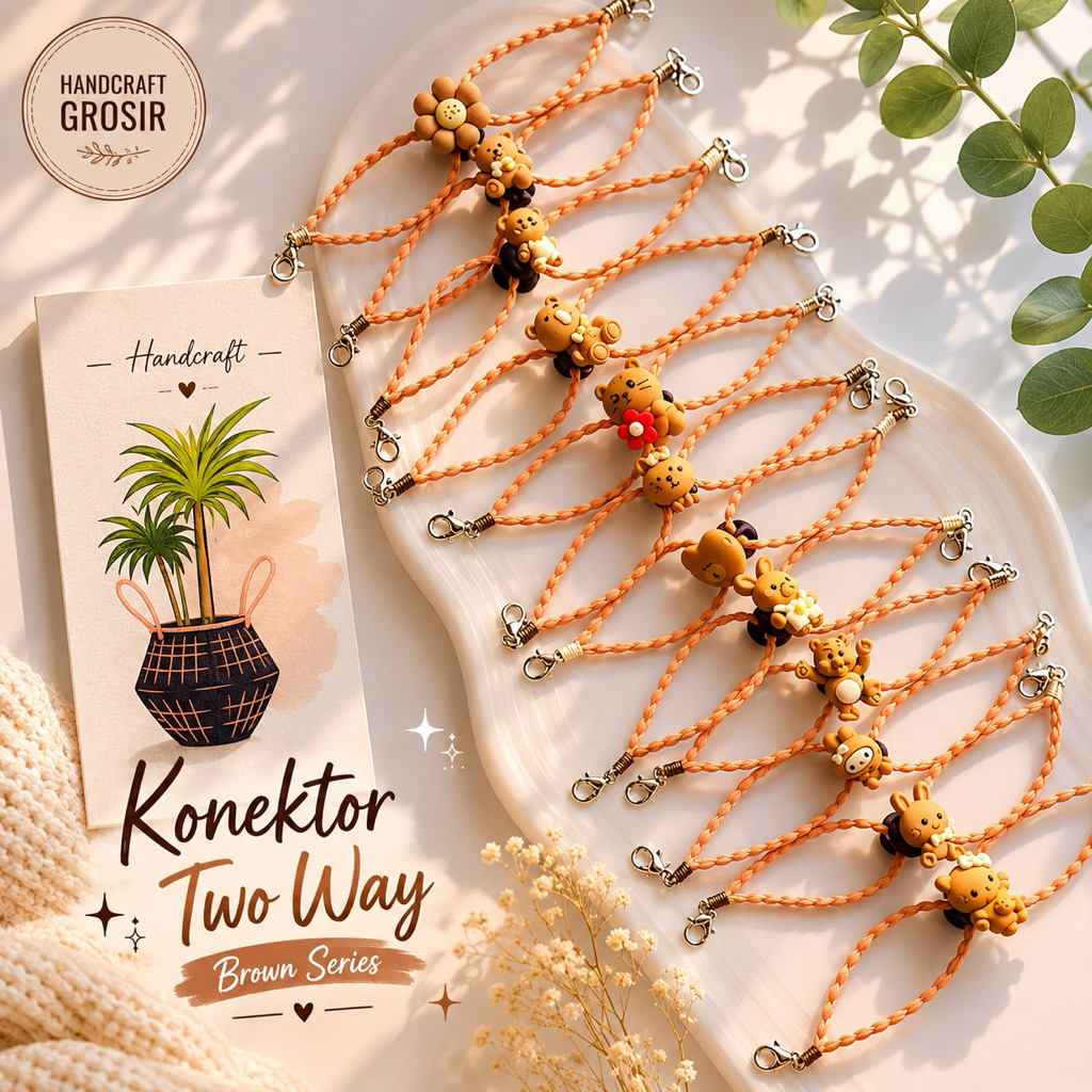 konektor TWO WAY BROWN SERIES PENGAIT KOKOT UDANG/konektor masker hijab/pengait masker/kokot udang/s