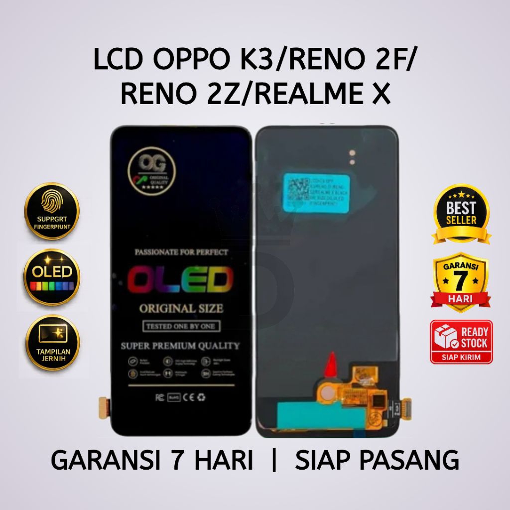 LCD TOUCHSCREEN OPPO K3/RENO 2F/RENO 2Z/REALME X OLED FINGERPRINT FULLSET