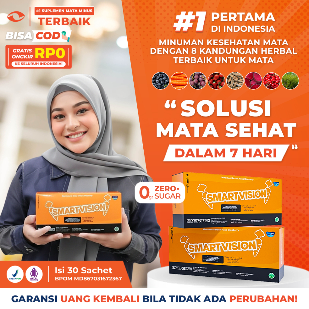 Smart Vision - 2 Box Suplemen Obat Mata Herbal Atasi Minus, Mata Buram, & Lelah Layar