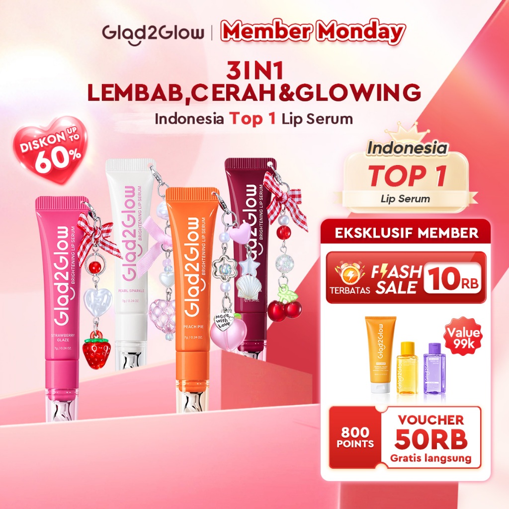 [New shades! ]Glad2Glow BRIGHTENING LIP SERUM ×GGBaby Special Edition  7g Ready Stock! Mencerahkan, 