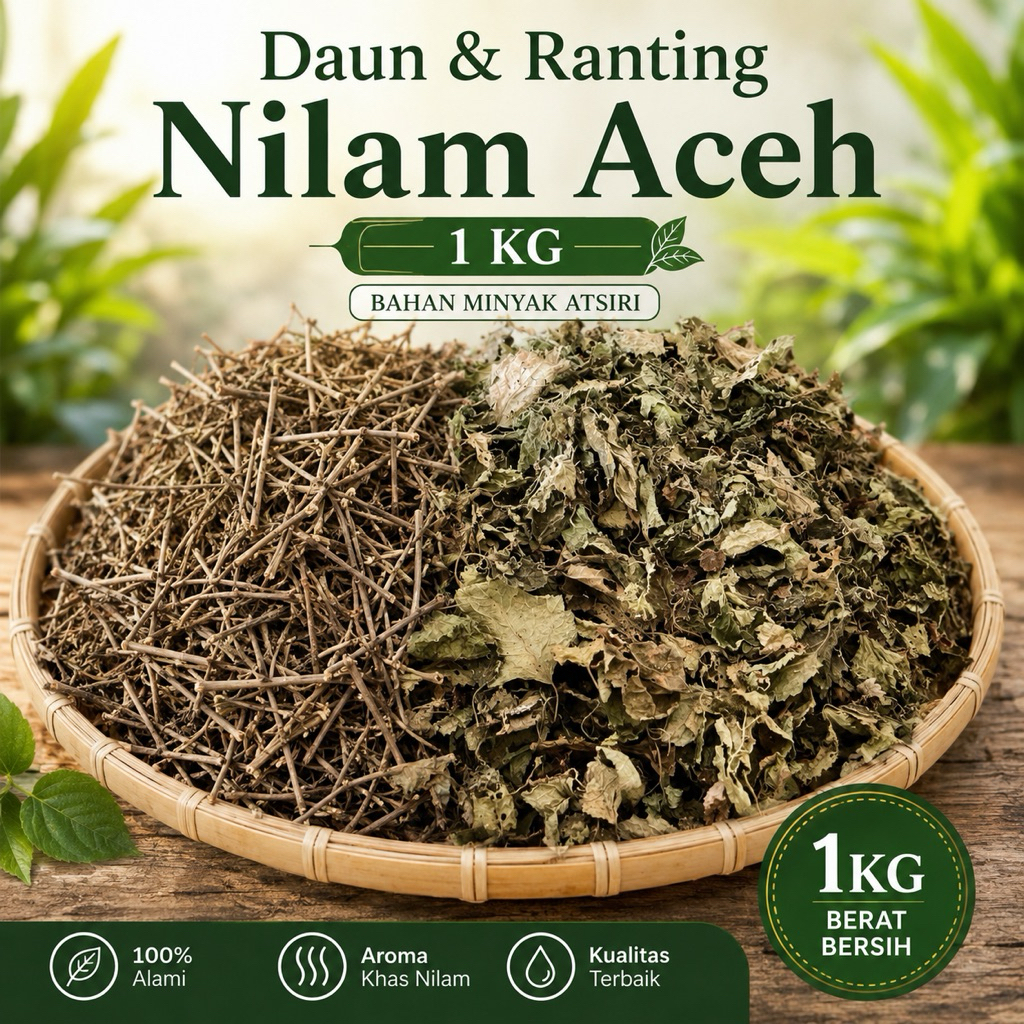 Daun Nilam Aceh Super Kering & Ranting 1 kg