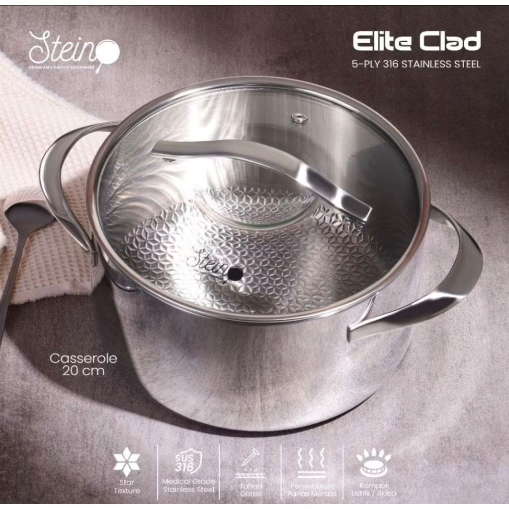 STEIN Elite Clad Casserole 20cm With Lid