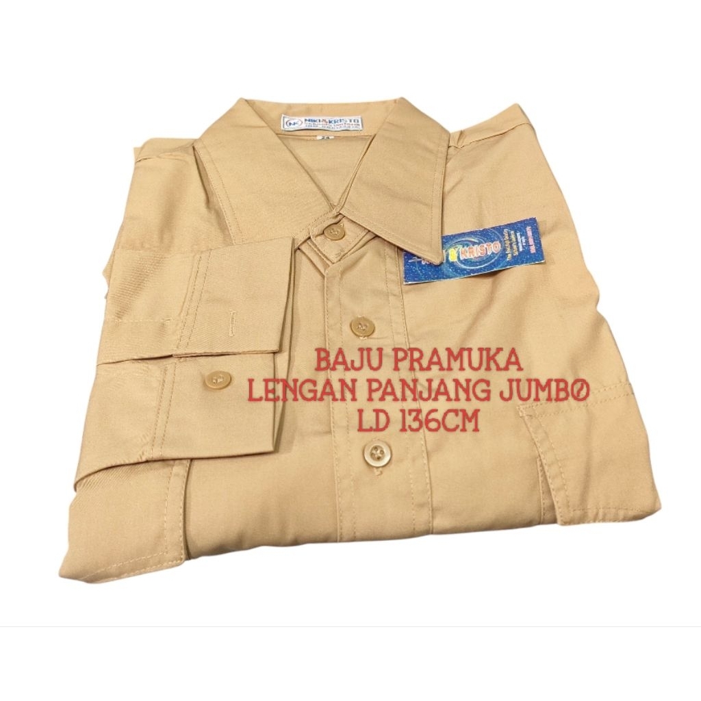 Baju Seragam Pramuka Jumbo Saku Dua Lengan Panjang SD,SMP,SMA