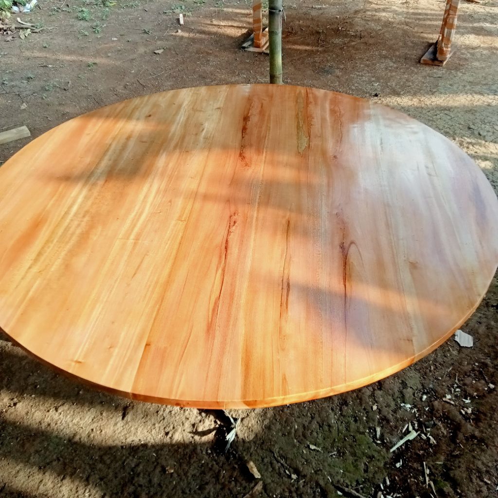 top table bulat kayu mahoni DM 70