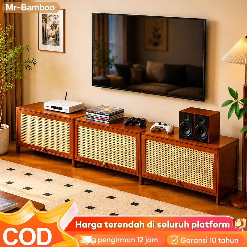 [COD]Meja TV Minimalis Kabinet Tv Rotan Rak Tv Bambu Bufet Tv Modern Kayu Murah