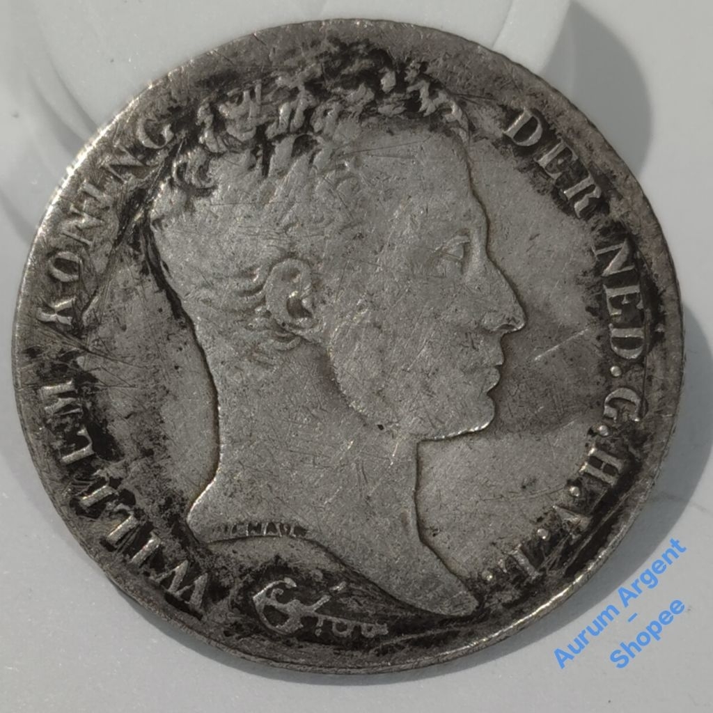 G.21-- 1 PC KOIN PERAK KUNO ASLI GULDEN WILLEM I TH 1839. --  SILVER COIN --