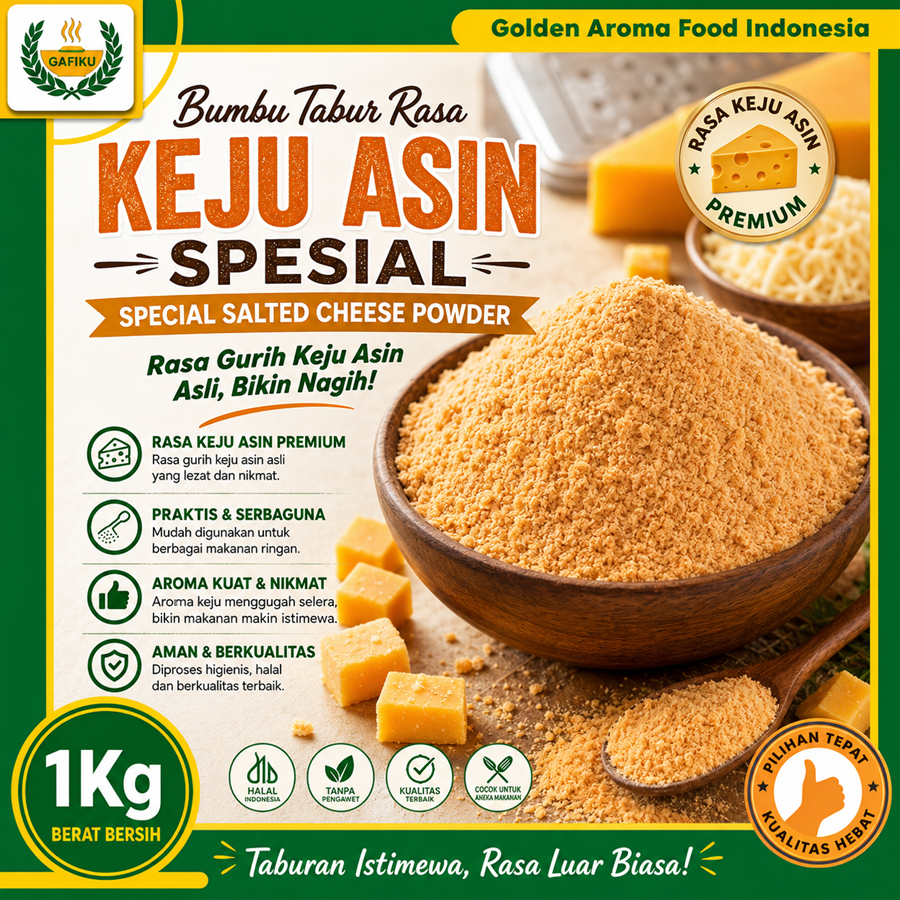 Bumbu Tabur Rasa Keju Asin Spesial 1Kg, Jual Bubuk Tabur Special Salted Cheese Powder Murah Enak