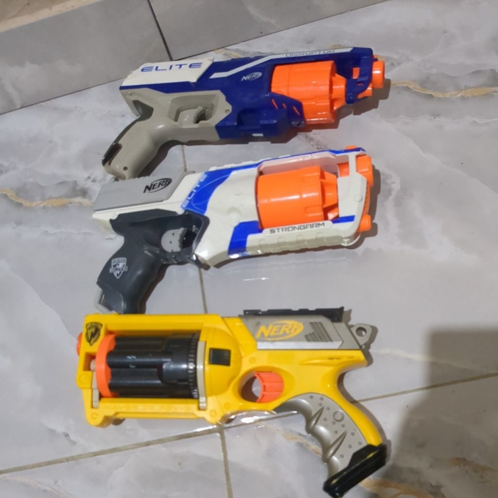 Nerf Set 3pcs Elite Strongarm MAVERICK Rev 6 Elite DISRUPTOR Mainan Tembakan Peluru Busa