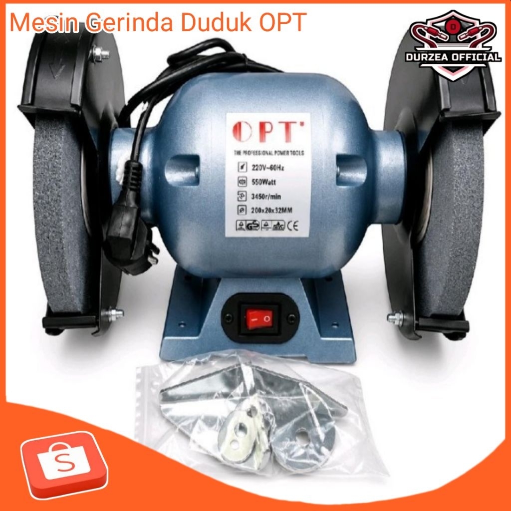 Mesin Gerinda Duduk OPT 8 inch Bench Grinder OPT 8 inch 220 volt 3.450 rpm 550 watt