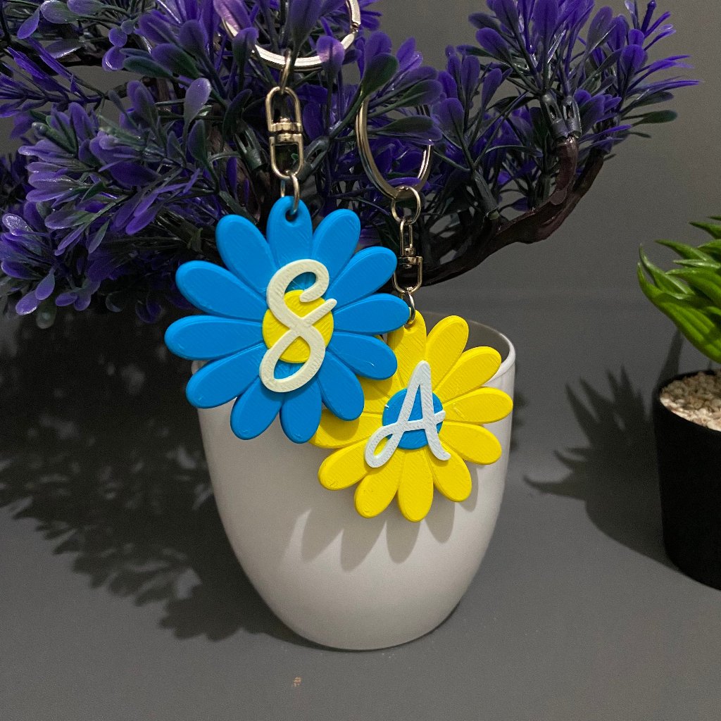 Gantungan kunci Bunga matahari inisial nama / Ganci Bunga matahari inisial nama / keychain Bunga mat