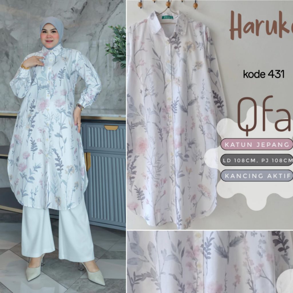 MAUDY DAN  LONG TUNIK BAHAN KATUN JEPANG,TERSDIA SIZE JUMBO