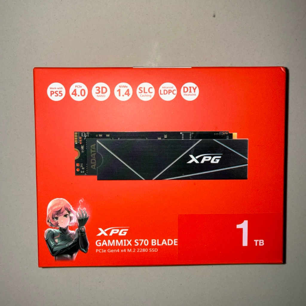 NVME Adata XPG GAMMIX S70 BLADE 1TB Nvme PCIe Gen4x4 M.2 2280 SSD - NVME Adata SSD XPG Gammix S70 Bl