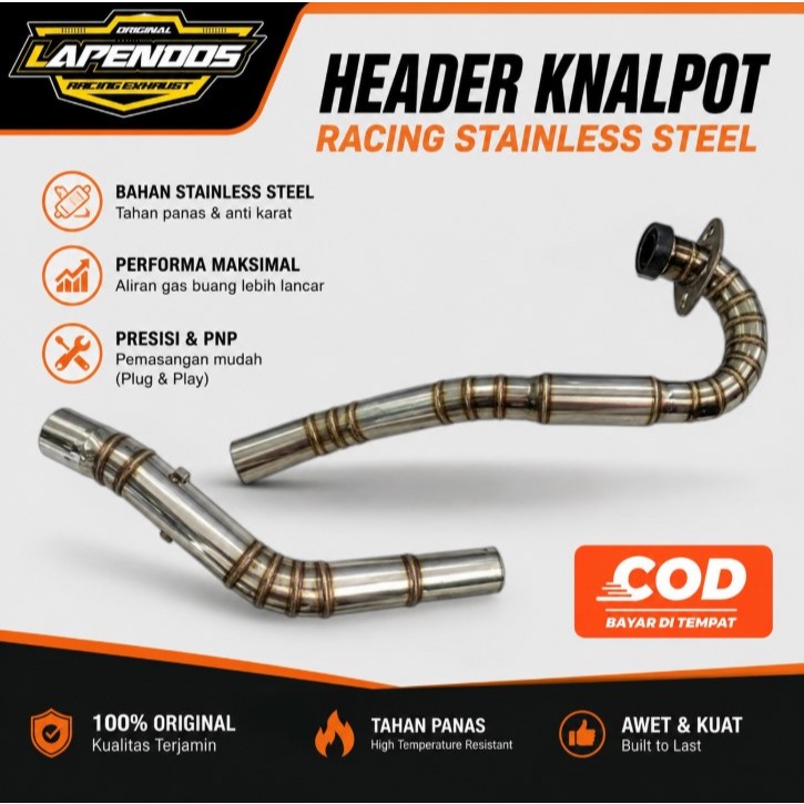 Pipa header 28/32/35/38full  cacing power boom stainless inlet out 50mm/45mm/38mm leher knalpot moto