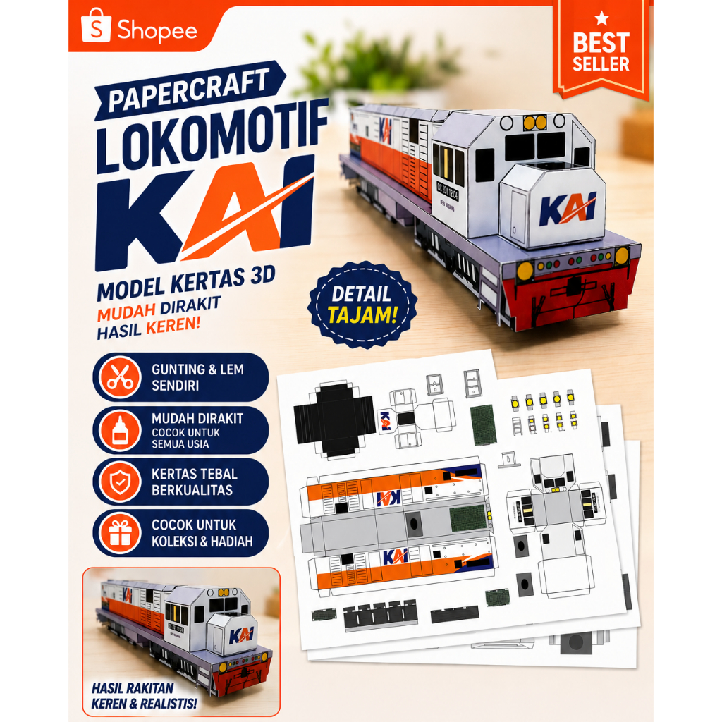 DIY Papercraft kertas Kereta Api Indonesia CC201
