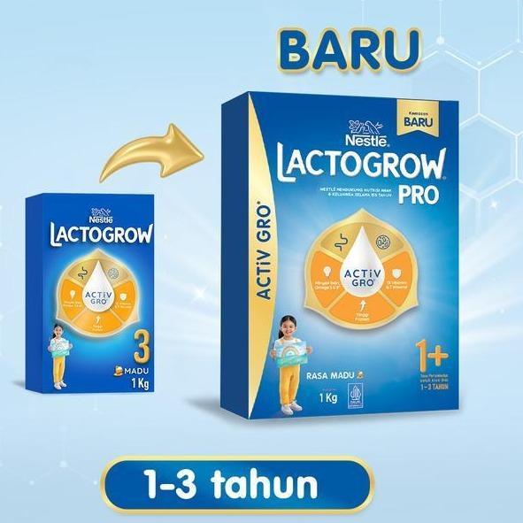 Nestle Lactogrow PRO 1+ Rasa Madu & Vanila 1 KG Susu Bayi Tanpa Sukrosa 0g Halal Indonesia Susu Bubu