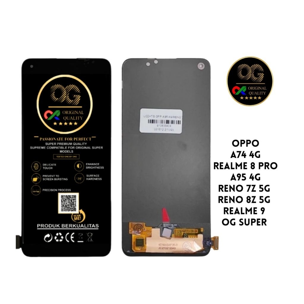 lcd oppo a74/a94/a95 5g/reno5f/ 4se/7z/relame8/8pro  ogsuper metoo original100% garansi 1tahun