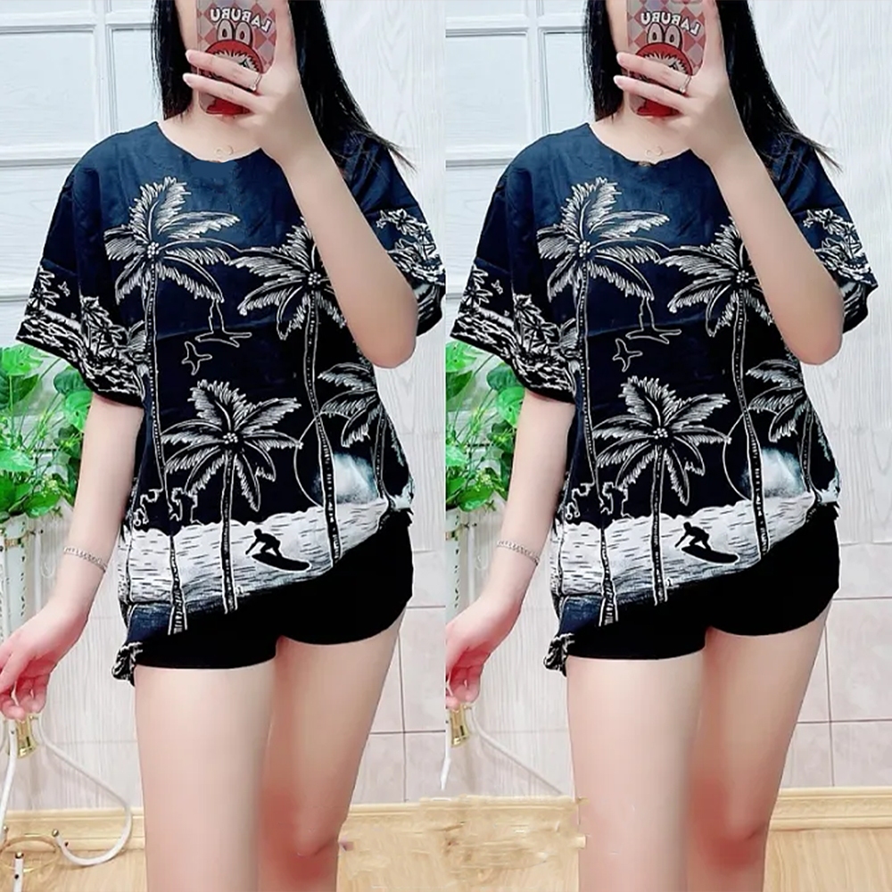Atasan Wanitake Kinian KAOS KATUN WANITA PRIA UNISEX MOTIF BATIK / ATASAN WANITA PRIA BALI
