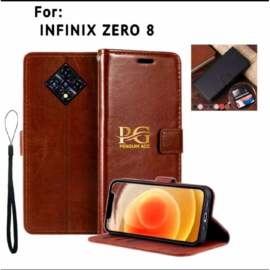 Casing INFINIX ZERO 8 Case HP Kulit Premium Flip Cover Dompet Elegan - Casing Multifungsi Penutup