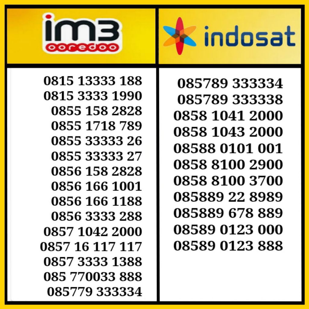 nomor cantik indosat Im3 11 digit & 12 digit