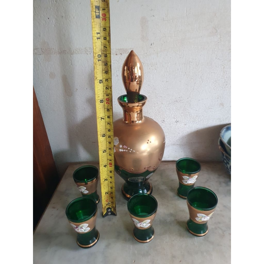 botol dan gelas kristal bohemia