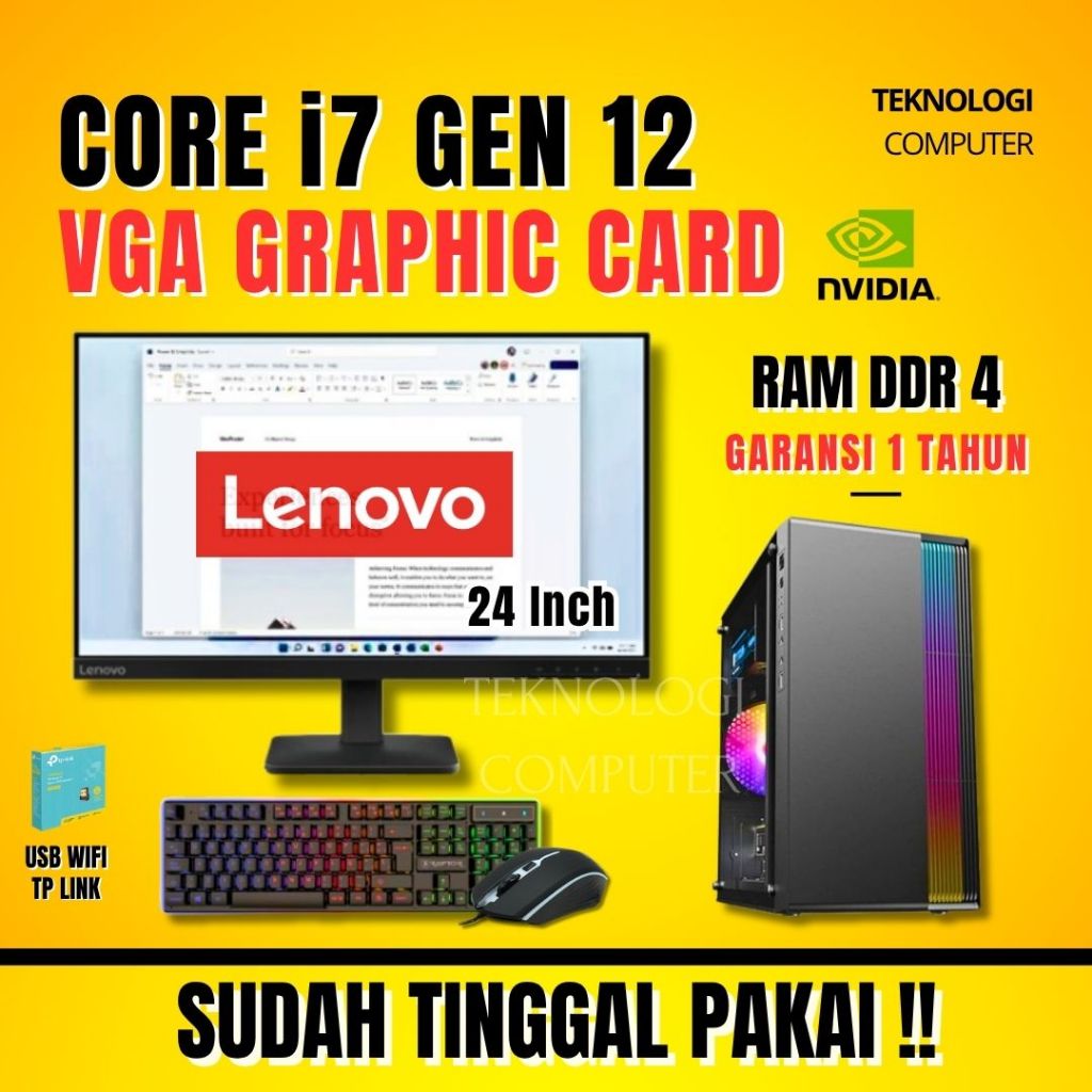 Core i7 | Gen 12 | VGA Nvidia | Full Set | PC Rakitan | Komputer CPU | PC Gaming Editing