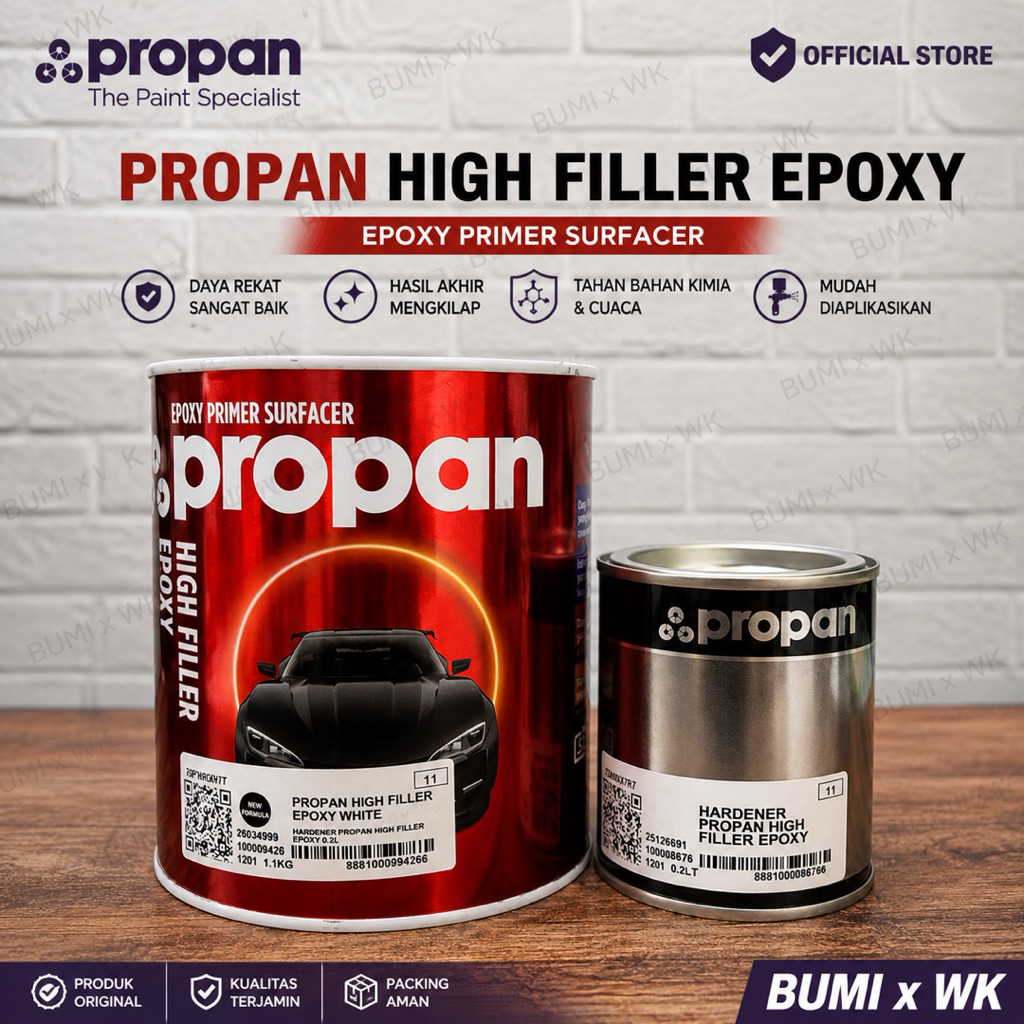 Propan High Filler Epoxy White 1.3 Kg Set + Hardener | Epoxy Primer Surfacer Mobil Motor