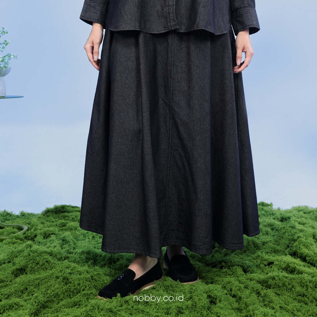 Nobby Kaely Skirt Rok Bawahan Casual Wanita Bahan Denim Fodia