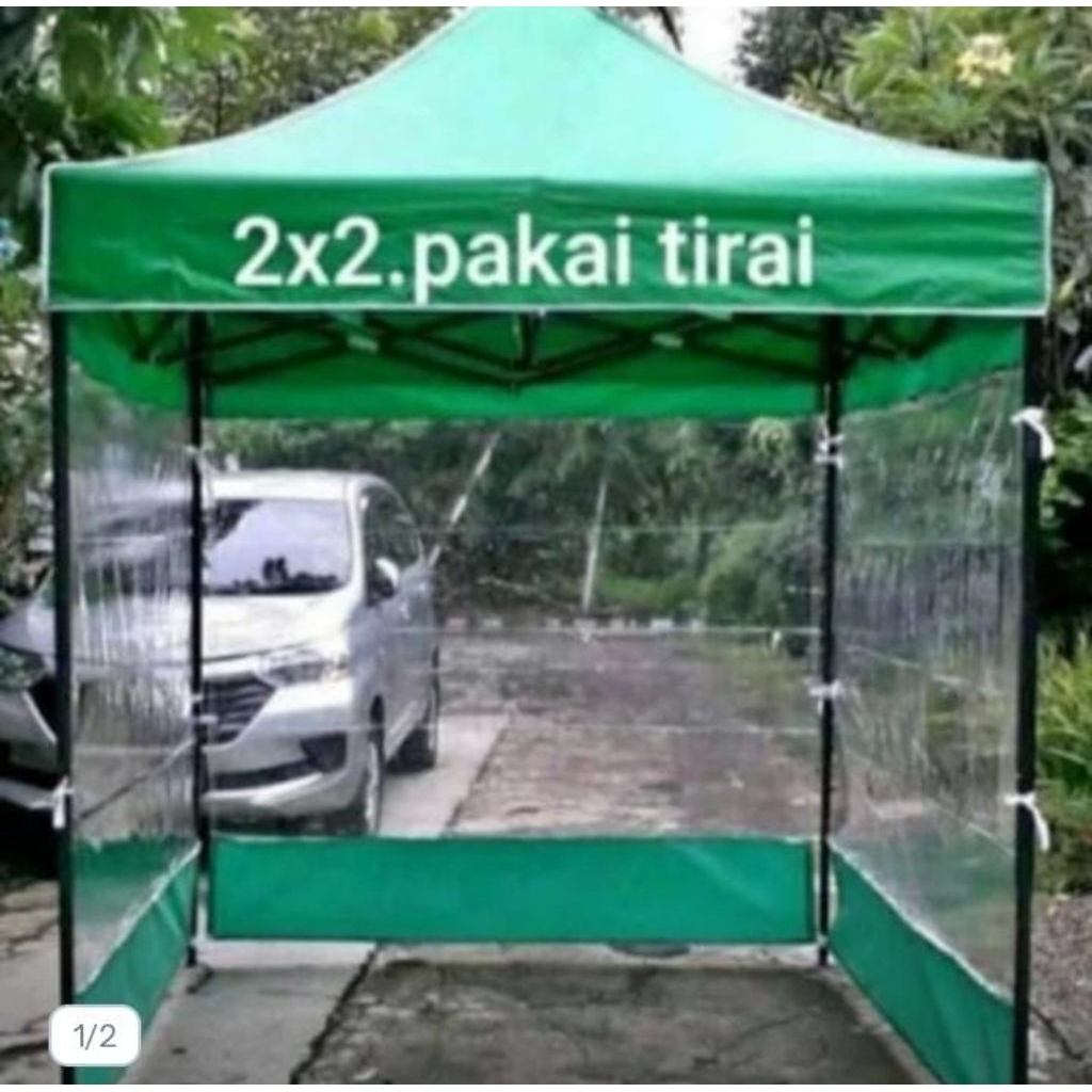 tenda lipat 2x2 + tirai 3 sisi
