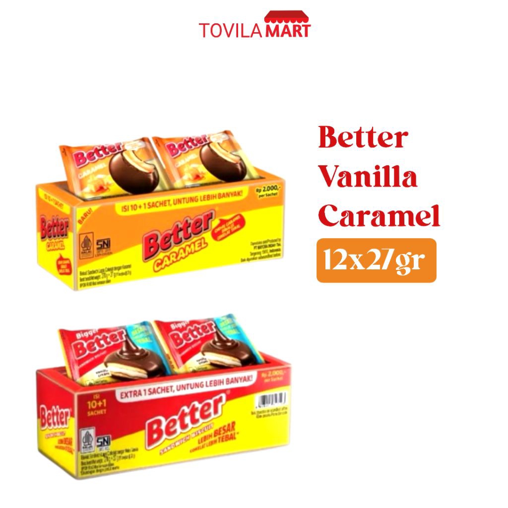 Better Sandwich Biscuit Vanilla Cream dan Caramel Isi 10