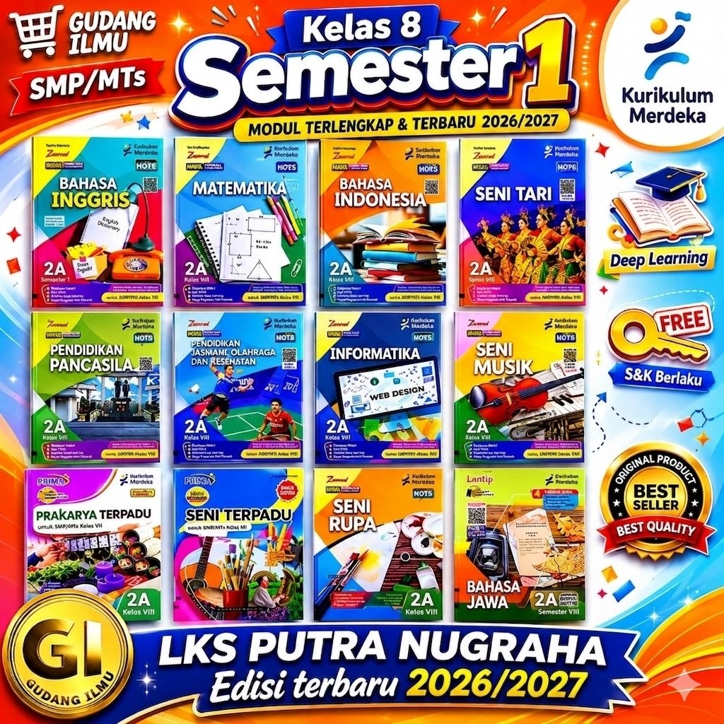 lks SMP/MTs Kelas 8 semester 1 l kurikulum merdeka 2026/2027 l Putra Nugraha l bahasa inggris matema