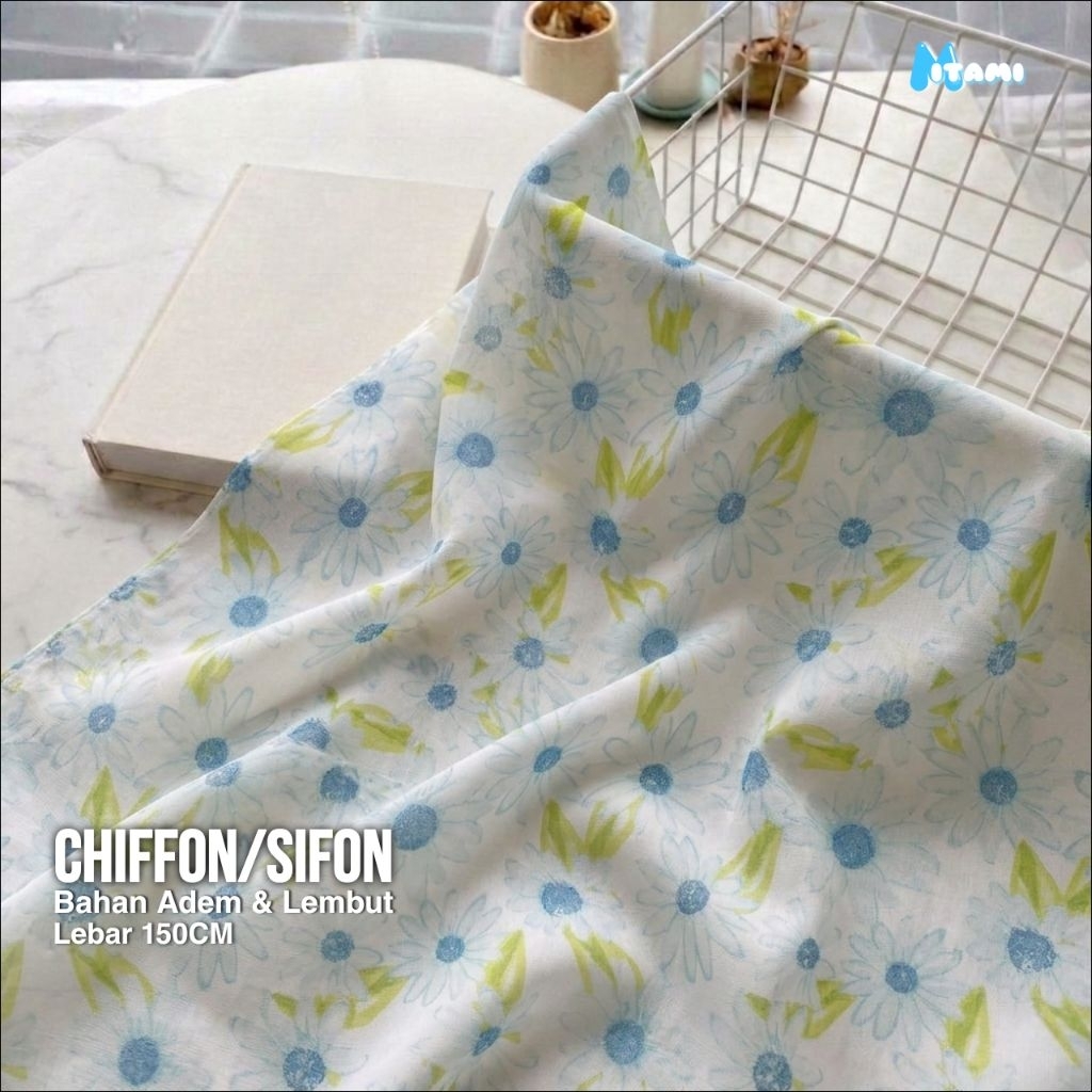 MITAMI Kain Sifon Motif Bunga Matahari - Kain Motif Sunflower