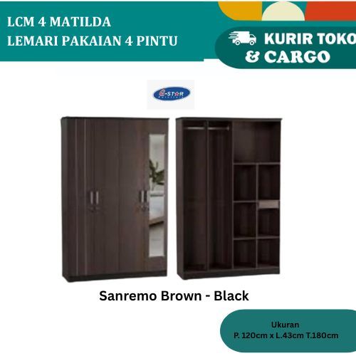 Lemari Pakaian 4 Pintu 3 Pintu 2 Pintu/ Lemari Pakaian Gantung & Rak/ Lemari Gamis LCM4 Florin