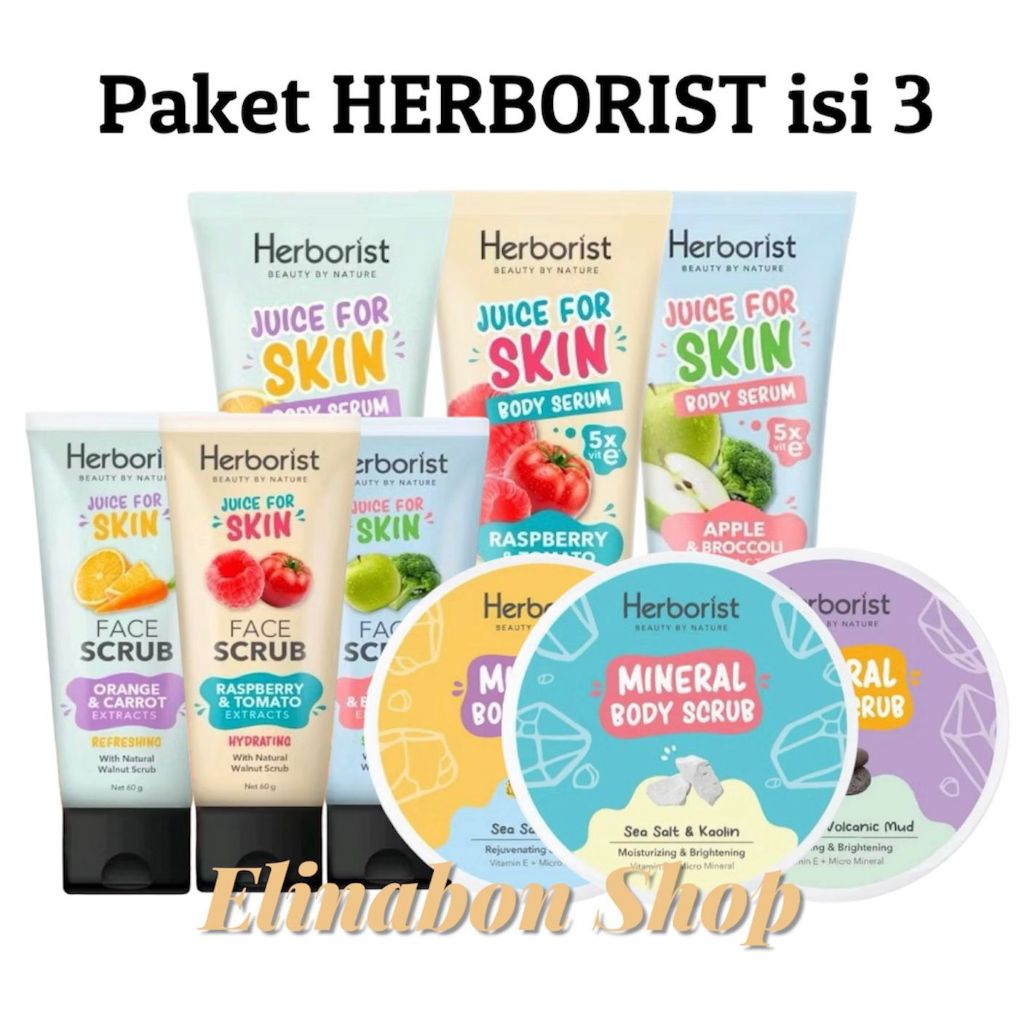 Herborist Paket Isi 3 Body Care|Body scrub|Face Scrub|Body Serum