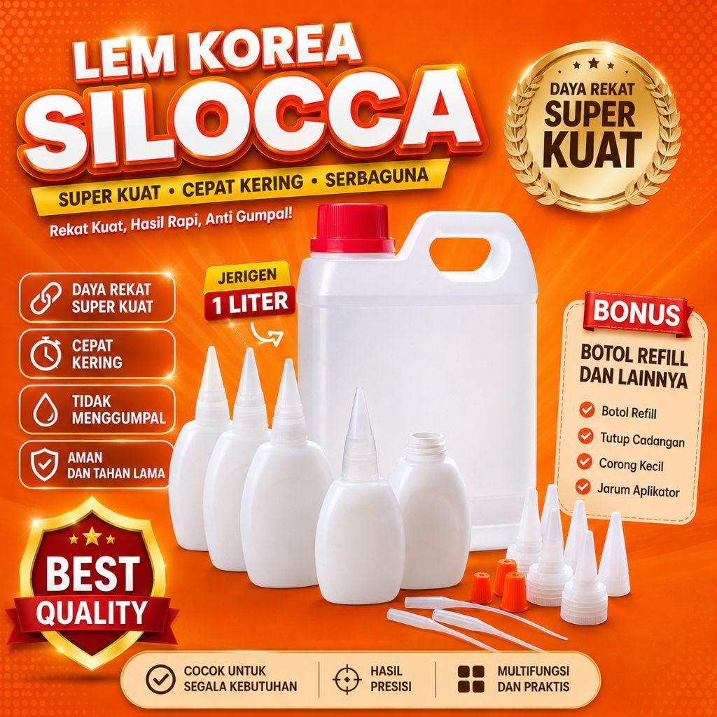 Lem Korea Jerigen By Silocca/Lem Kayu/Lem Kertas/Lem Sepatu/Lem Kulit/Lem Korea/Lem Literan/Lem Supe