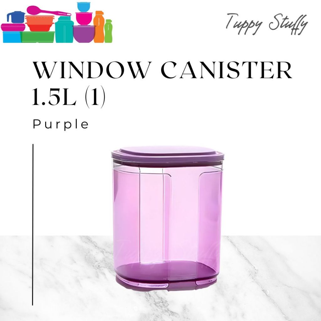 Tupperware Window Canister 1.5 L (1) - Purple | Toples tupperware crystal / wadah kue kering