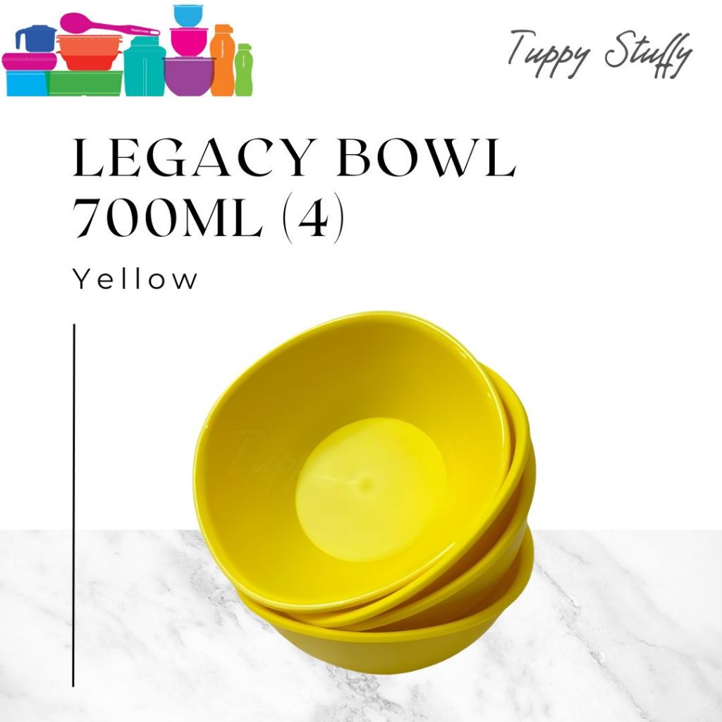 Tupperware Legacy Bowl 700ML (4) - Yellow | Mangkuk plastik tupperware set / mangkuk isi 4