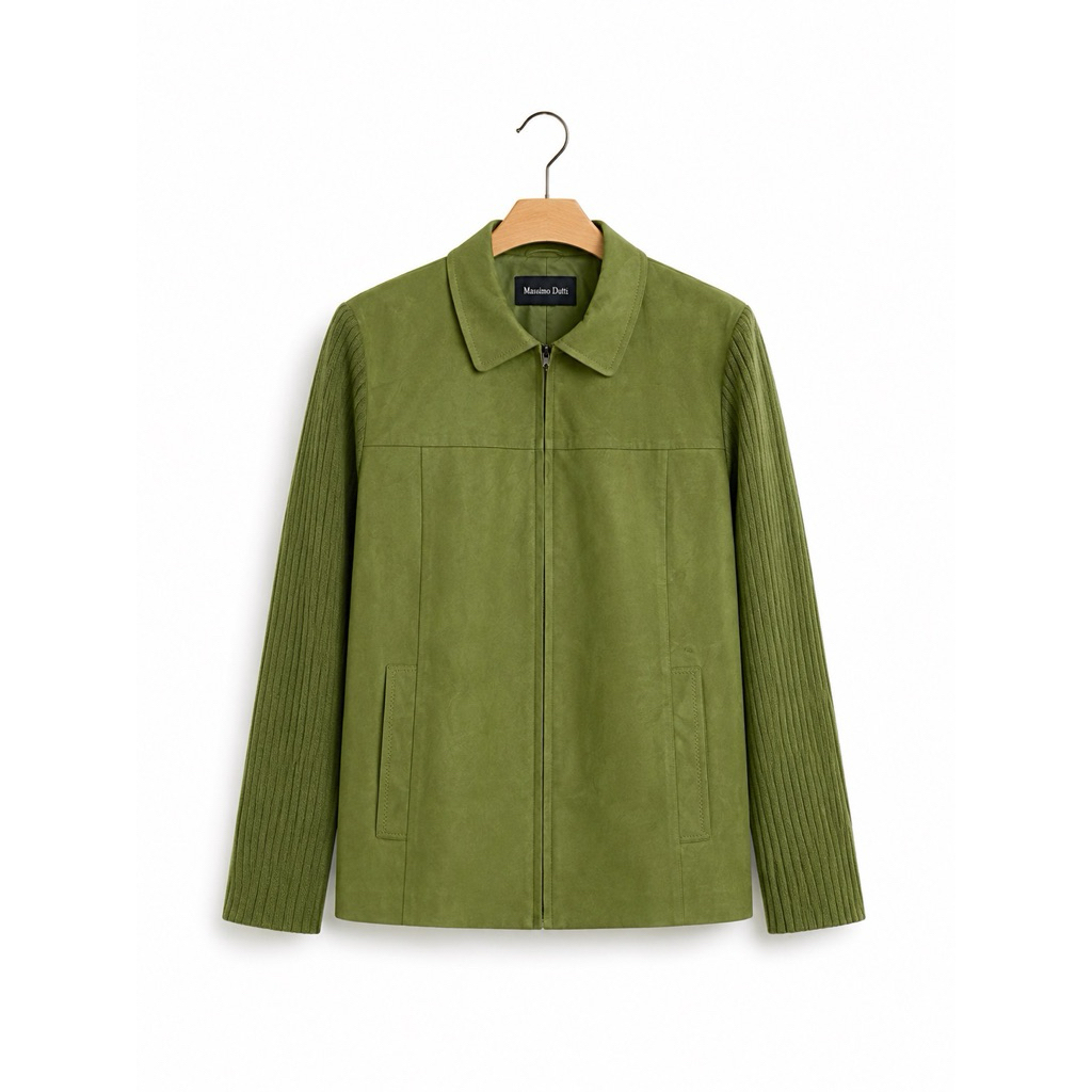 (XS) Jacket Zipper Suede Blend Massimo Dutti