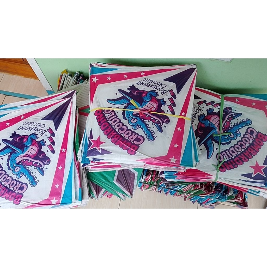layangan kertas sablon isi 500 pics UK -+58