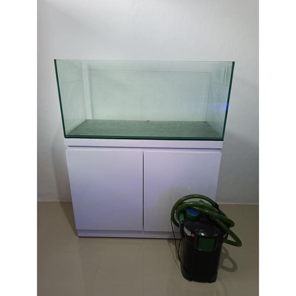 Aquarium ukuran 100x45x45cm cabinet, cannister sunsun