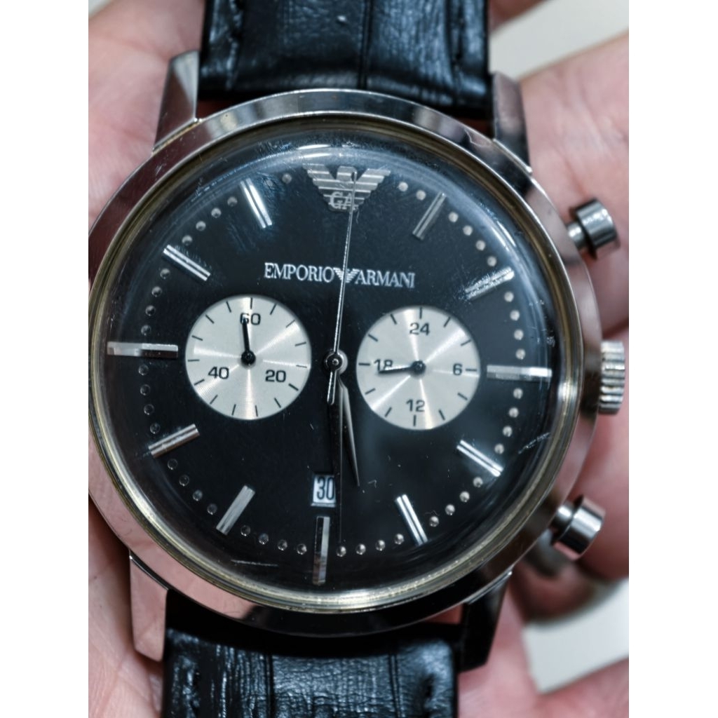 jam tangan emporio armani second like new tali leather kulit