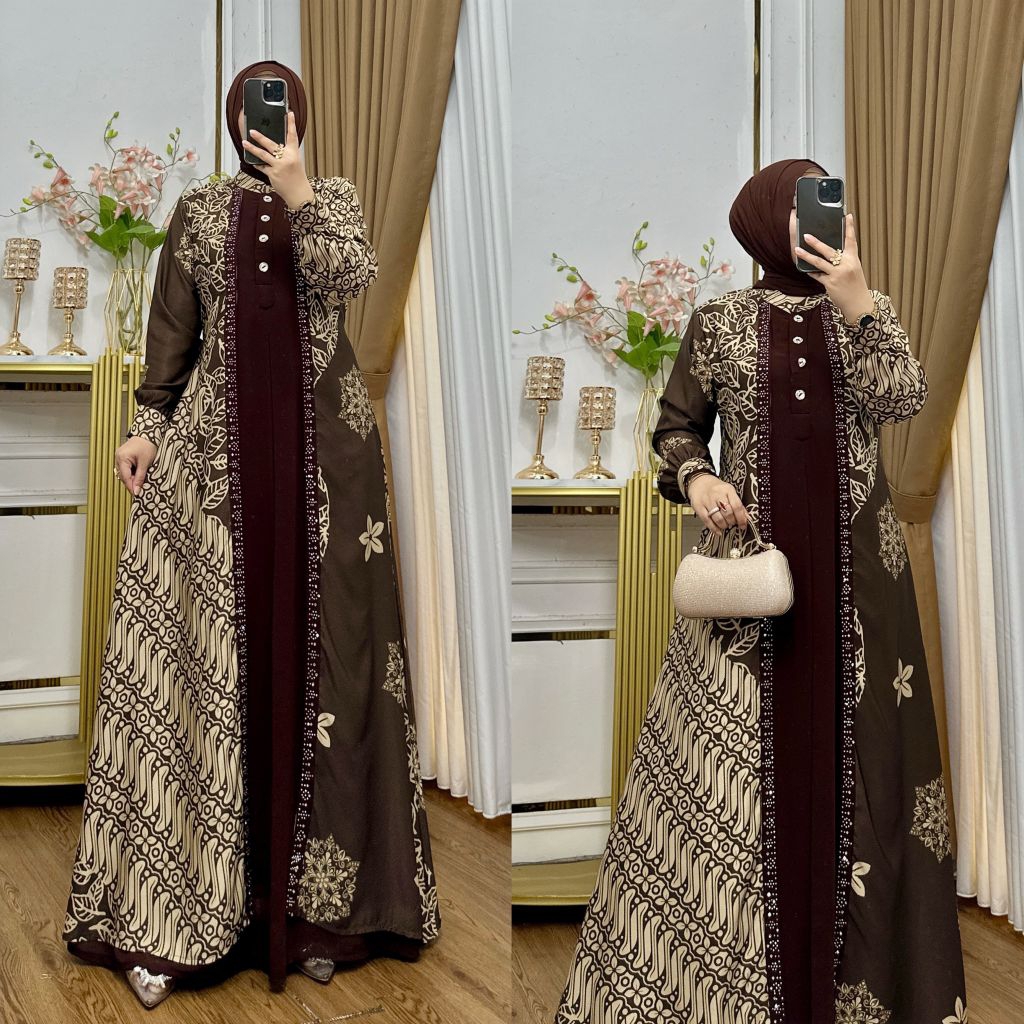 New Arrival//JEMIA DRESS PREMIUM (Biba Print mix Ceruty )Dress motif premium Terbaru//fiky
