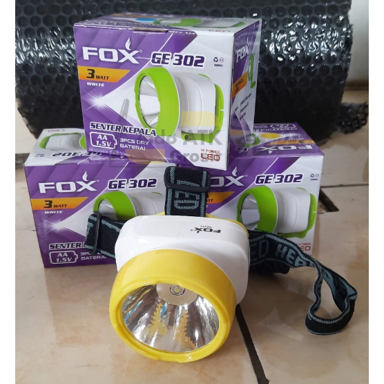 Senter Kepala FOX GE 302 3W LED / Senter / Senter kepala Batu / Senter Kepala Baterai