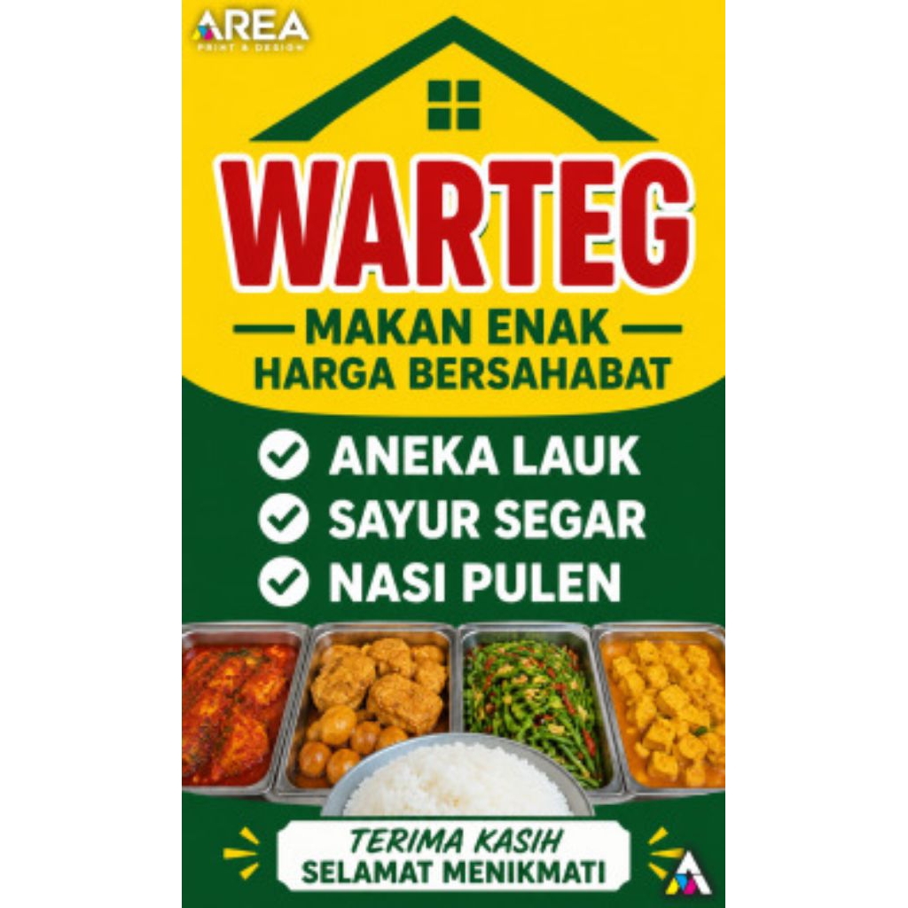mmt banner warteg warung makan tegal | 60x100 cm flexi 280 gsm | stand banner | standing banner | fr