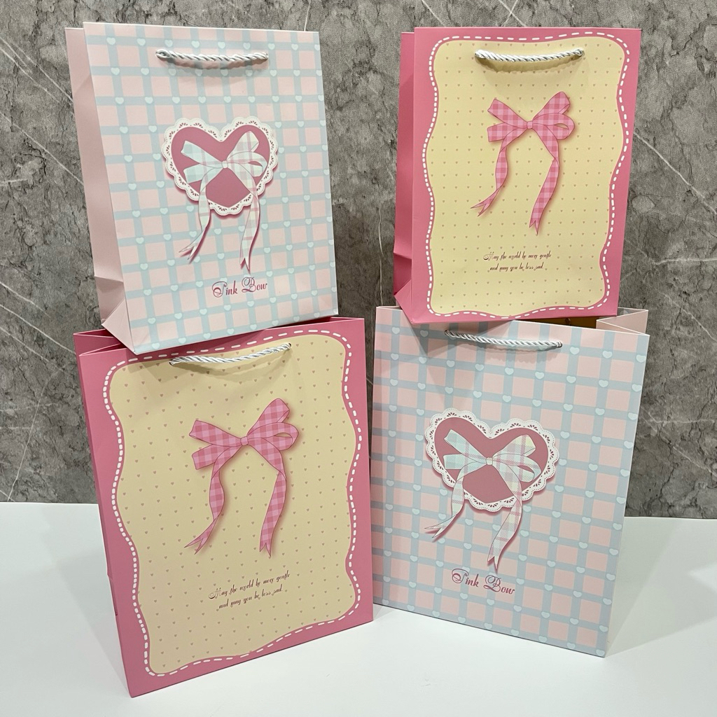 Paper Bag Pita Tas Kertas Cewek Premium Tebal Vertikal Multifungsi Ribbon Unik