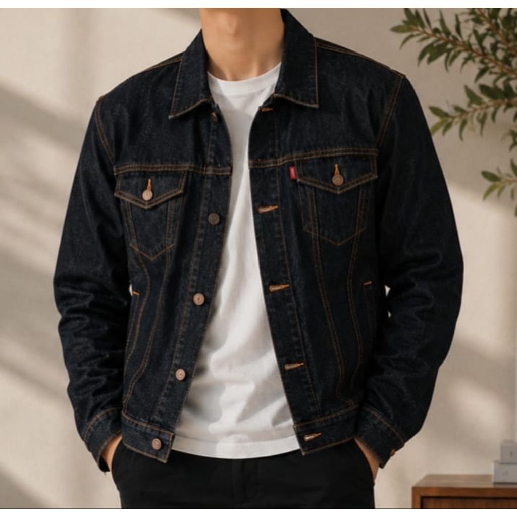 Jacket jeans Pria Jacket Denim Cowok Cewek Oversize Boiwash M - 2XL Bahan Tebal