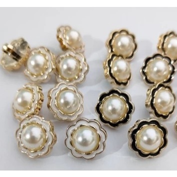 KawanJahit * 009 * 10 pcs Mutiara Kancing timbul hias 15 mm Kancing Baju Motif Jamur Bunga Segi Empa