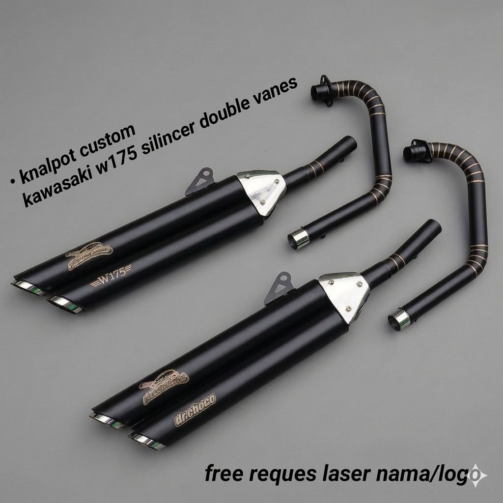 knalpot custom kawasaki w175 silincer double vanes leher/heder full doff