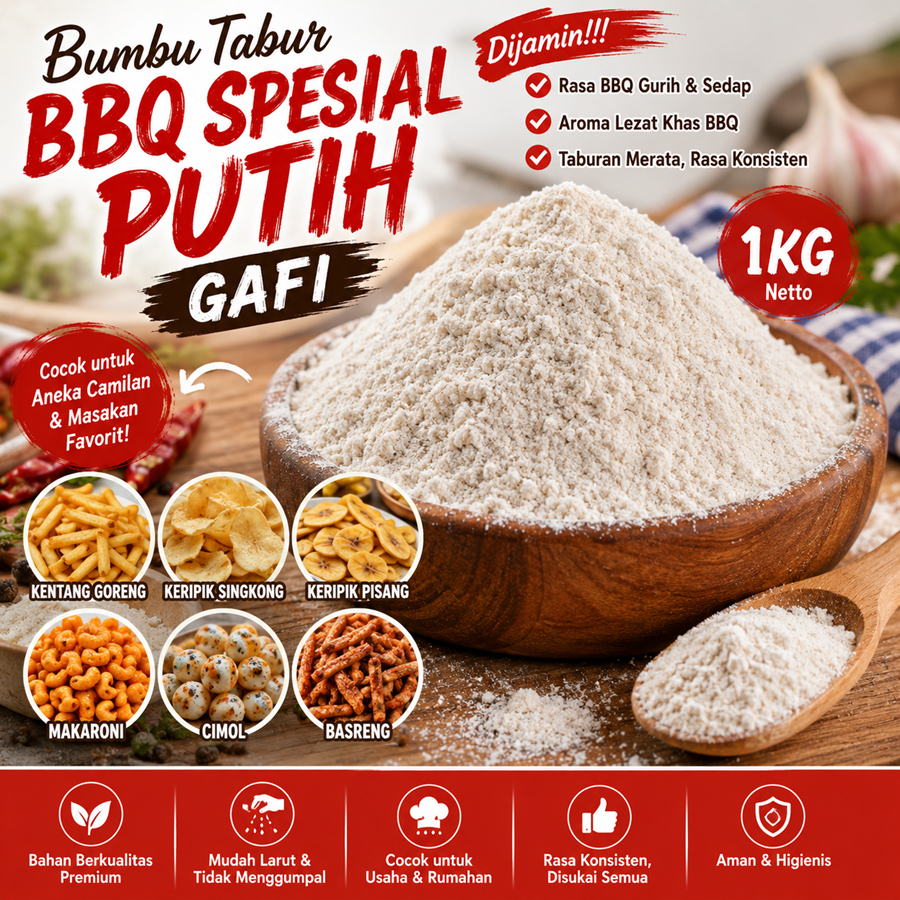 Bumbu Barbeque Bubuk Tabur Kiloan Aneka Bubuk Tabur Rasa BBQ Spesial Putih 1Kg Kebutuhan Memasak Bum